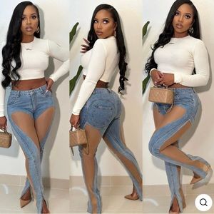 Jeans with Sheer Cut Outs